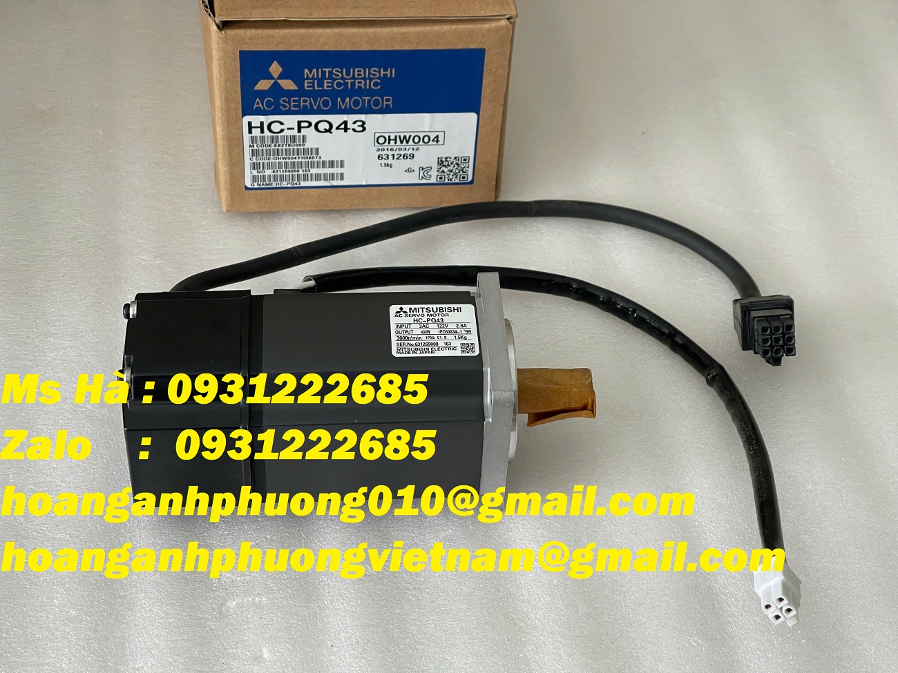 Motor AC servo mitsubishi HC-PQ43 bán tại Hoàng Anh Phương